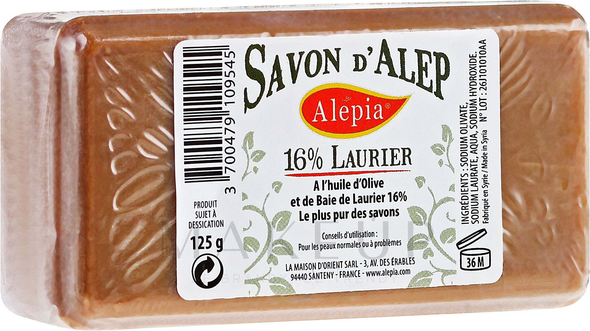 Aleppo-Seife mit 16% Lorbeeröl - Alepia Soap 16% Laurel — Bild 125 g