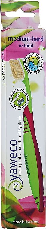 Zahnbürste mit auswechselbaren Borsten rosa-grün - Yaweco — Bild N1