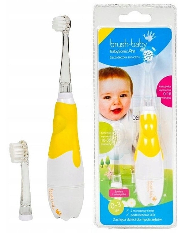 Elektrische Zahnbürste 0-3 Jahre gelb - Brush-Baby BabySonic Pro Electric Toothbrush — Bild N2