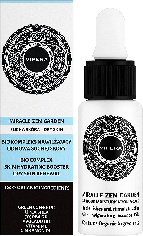 Feuchtigkeitsspendender Bio-Komplex mit grünem Kaffee-, Jojoba-, Avocado- und Zimtöl und Vitamin E - Vipera Cos-Medica Miracle Zen Garden Bio-Complex Skin Hydrating Booster Dry Skin Renewal — Bild N2