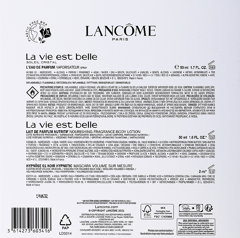 Lancome La Vie Est Belle - Duftset (Eau de Parfum 50ml + Mascara 2ml + Körperlotion 50ml) — Bild N3