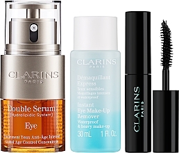 Augen-Make-up Set - Clarins Double Serum Eye Set (Augenserum 20ml + Mascara 3ml + Make-up Remover 30ml + Kosmetiktasche) — Bild N2