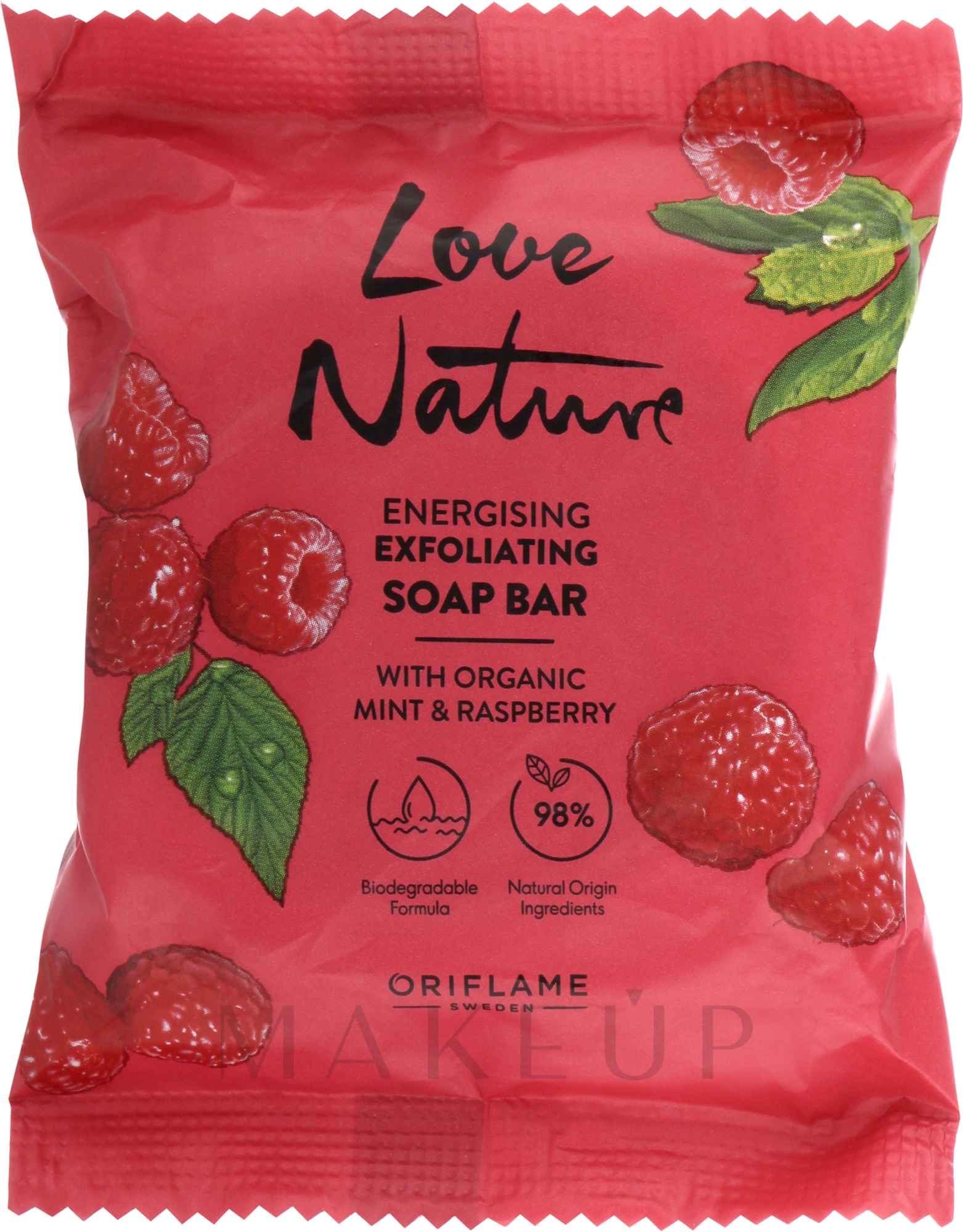 Peelingseife Minze und Himbeere - Oriflame Love Nature Energising Exfoliating Soap Bar — Bild 75 g