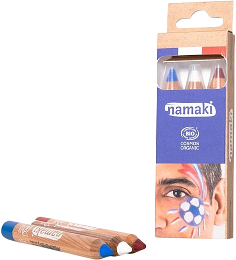 Schminkstift-Set, blau, weiß, rot - Namaki Supporter Kit  — Bild N1