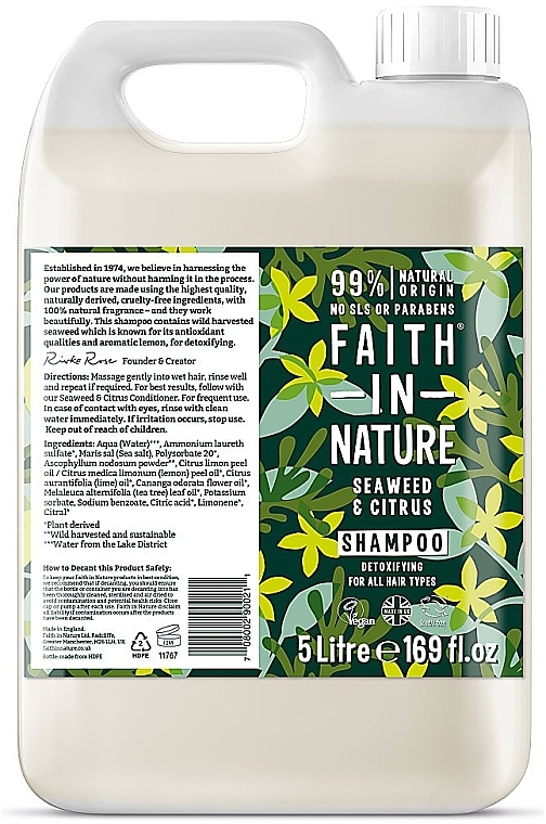 Shampoo mit Algen und Zitrusfrüchte für alle Haartypen - Faith In Nature Seaweed & Citrus Shampoo Refill (Nachfüllpackung)  — Bild N1