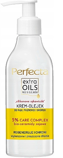 Cremeöl für Hände Silikonhandschuhe - Perfecta Extra Oils Hand, Nail & Cuticle Protective Cream Oil — Bild N1