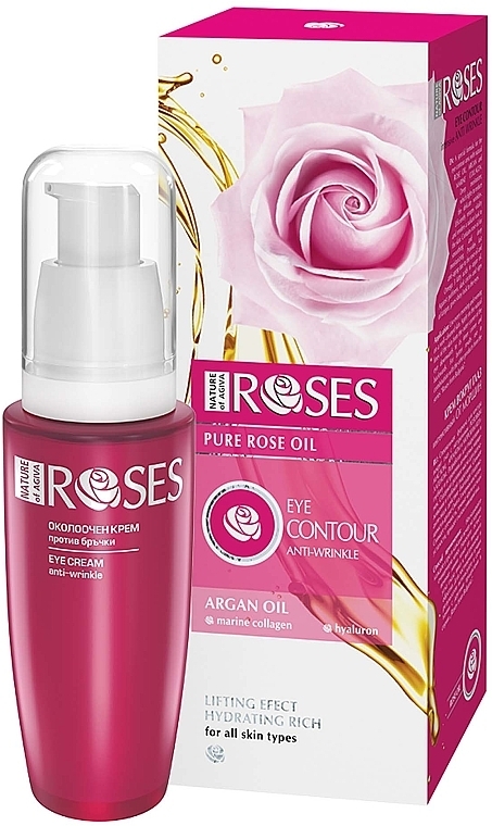 Straffende Anti-Falten Augencreme mit Rosen- und Arganöl - Nature of Agiva Roses Pure Rose Oil Anti-Wrinkle Eye Cream — Bild N1