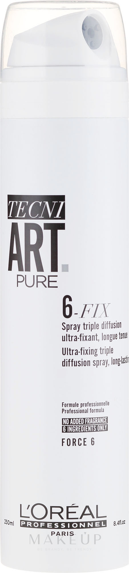 Haarspray Ultra starker Halt - L'Oreal Professionnel Tecni.Art Pure 6-Fix Spray — Bild 250 ml
