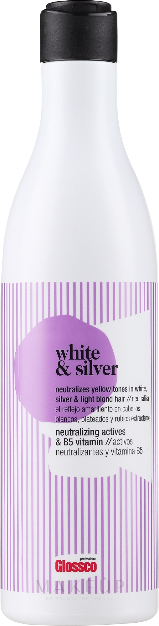 Shampoo für helles und graues Haar mit Anti-Gelb-Effekt - Glossco Treatment White & Silver Shampoo — Bild 500 ml