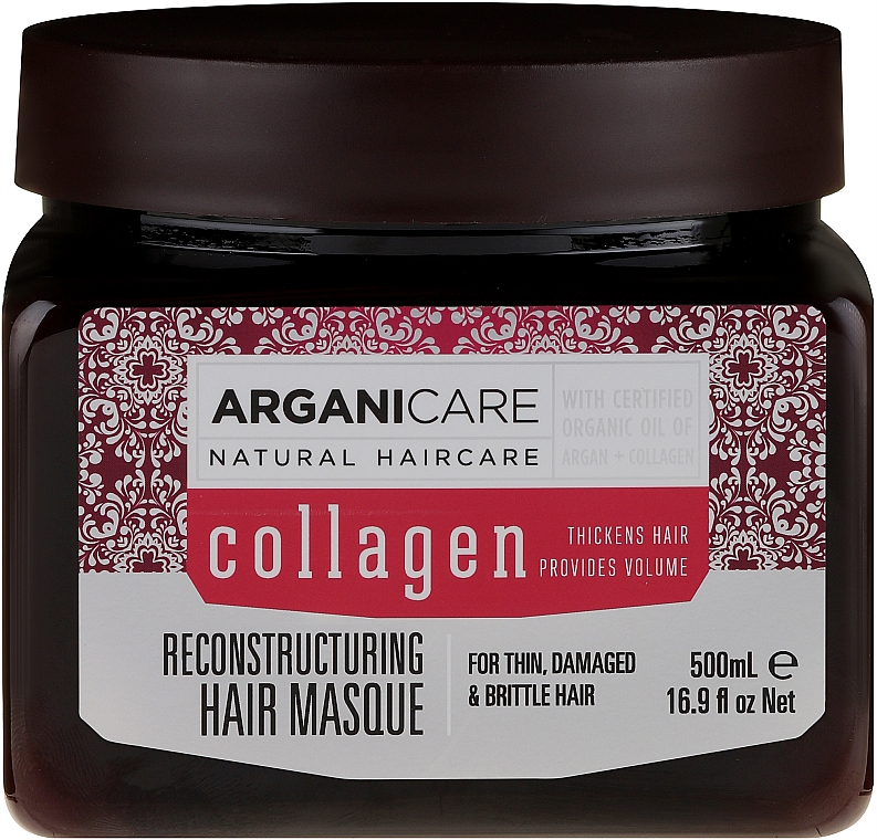 Rekonstruierende Maske mit Kollagen und Arganöl für dünnes, geschädigtes und sprödes Haar - Arganicare Collagen Reconstructuring Hair Masque — Bild N1