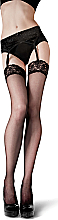 Lange Damenstrümpfe mit Spitzenband Klaudia 15 Den Nero - Knittex — Bild N1