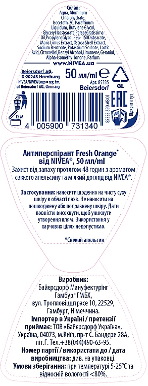 Deo Roll-on Frische Orange - Nivea Anti-transpirant Fresh Orange — Bild N3