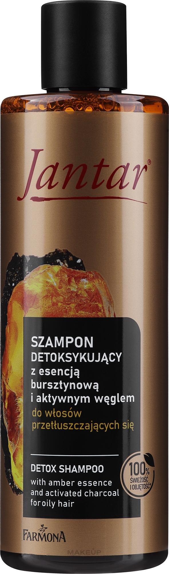 Entgiftendes Shampoo mit Amberessenz und Aktivkohle für fettiges Haar - Farmona Jantar — Bild 300 ml