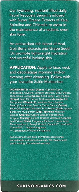 Regenerierendes Gesichtsserum für strahlende Haut - Sukin Super Greens Facial Recovery Serum — Bild N3