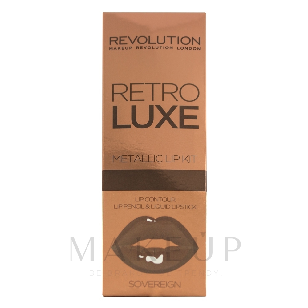 GESCHENK! Lippen-Make-up Set (Lippenstift 5.5ml + Lippenkonturenstift1g) - Makeup Revolution Retro Luxe Kits Metallic — Bild Sovereign