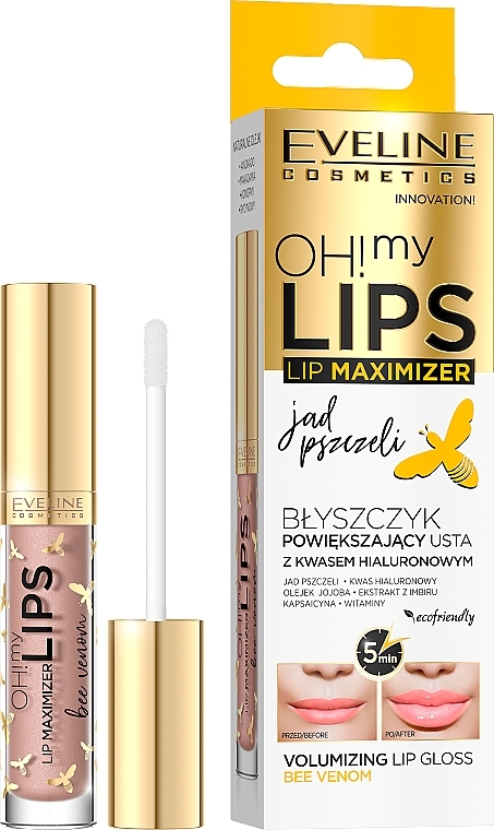 Lipgloss für mehr Volumen mit Bienengift und Hyaluronsäure - Eveline Cosmetics OH! My Lips Lip Maximizer Bee Venom