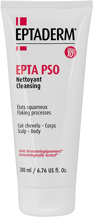 Pflegende, reinigende und feuchtigkeitsspendende Waschemulsion mit Harnstoff 15% für Haut und Kopfhaut - Eptaderm Epta Pso Cleansing — Bild N1