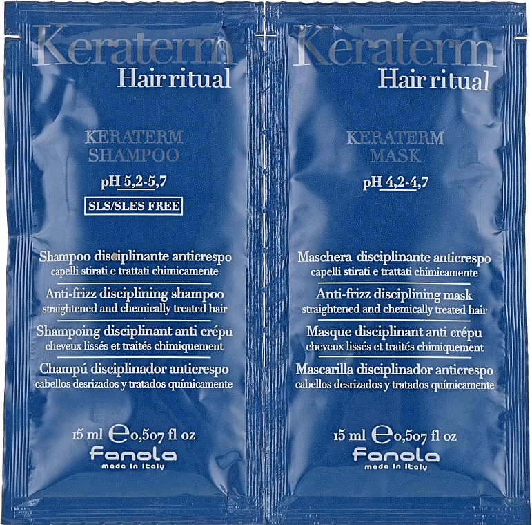 Set für strapaziertes Haar - Fanola Keraterm (Shampoo 15ml + Haarmaske 15ml)