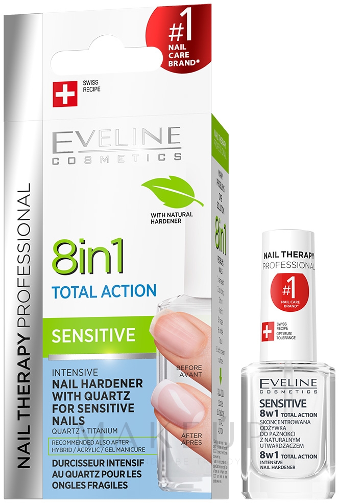 Konzentrierter Nagelhärter mit Quartz - Eveline Cosmetics Nail Therapy Professional Sensitive — Bild 12 ml