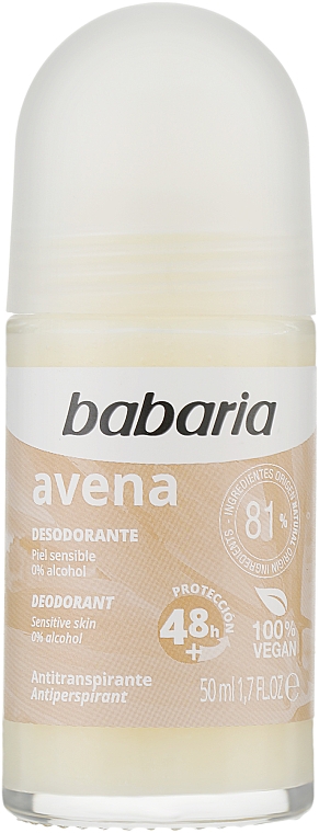 Deo Roll-on mit Haferextrakt - Babaria Avena Roll-On Deodorant For Sensitive Skin — Bild N1