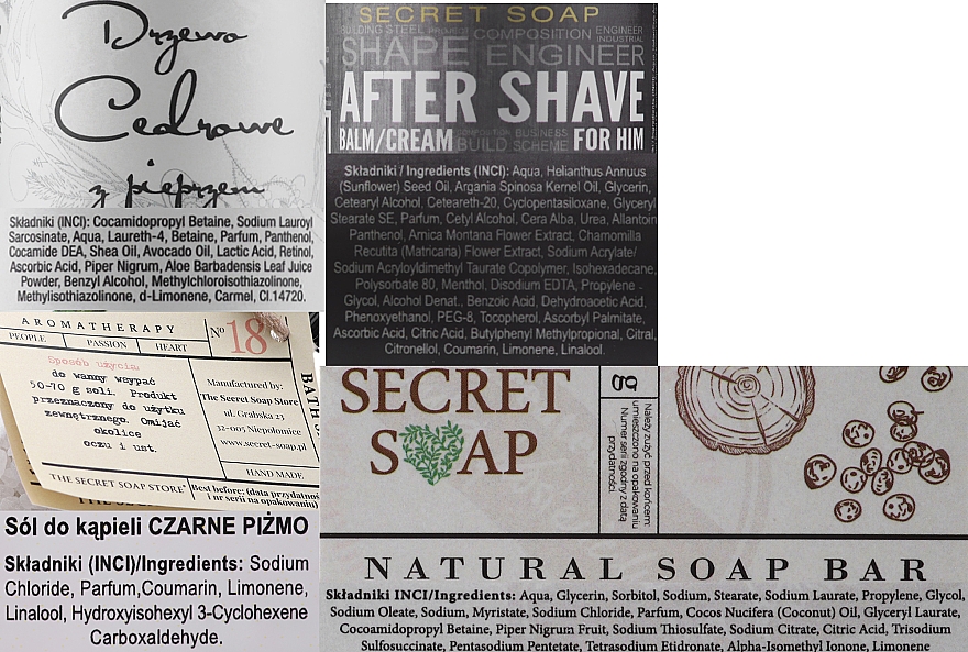 Körperpflegeset - Soap&Friends (Badesalz 250g + After Shave Cremebalsam 150ml + Duschgel mit Zeder und Pfeffer 250ml + Glycerinseife 30g + Geschenkbox) — Bild N11