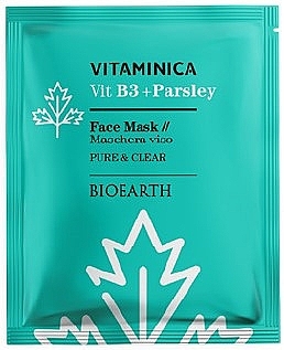 Beruhigende und reinigende Gesichtsmaske für empfindliche und Mischhaut - Bioearth Vitaminica Single Sheet Face Mask Vitb3 + Parsley — Bild N1