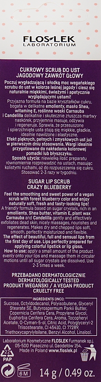 Lippenpeeling mit Blaubeerduft - Floslek Vege Lip Care Sugar Lip Scrub Crazy Bleuberry — Foto N2