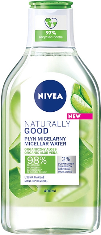 Mizellen-Reinigungswasser mit Aloe Vera - Nivea Naturally Good Micellar Water Organic Aloe Vera — Bild N1