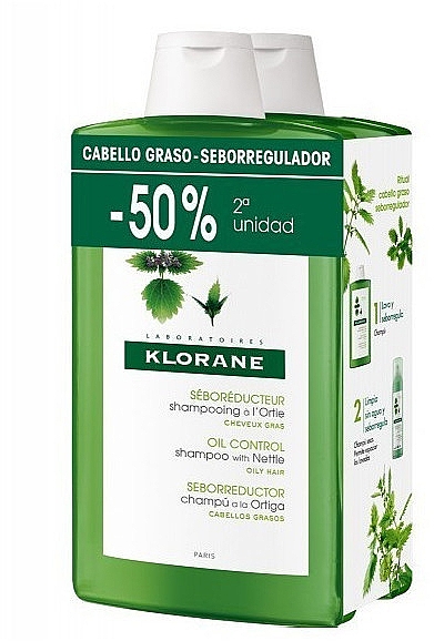 Set - Klorane Seboregulating Treatment Shampoo with Nettle Extract (sh/2x400ml) — Bild N1