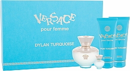Düfte, Parfümerie und Kosmetik Versace Dylan Turquoise pour Femme - Duftset (Eau de Toilette 50ml + Eau de Toilette Mini 5ml + Parfümiertes Körpergel 50ml + Parfümiertes Bade- und Duschgel 50ml)