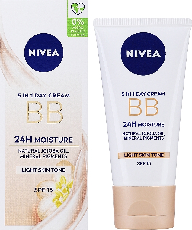 Feuchtigkeitsspendende BB Creme SPF 15 - Nivea 5in1 BB Day Cream 24H Moisture SPF15 — Bild N1