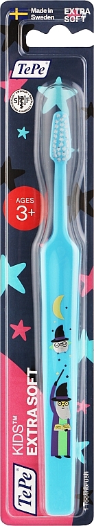 Kinderzahnbürste 3 Jahre extra weich blau mit Zauberer - TePe Kids Extra Soft — Bild N1
