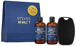 Düfte, Parfümerie und Kosmetik Set - Steve's No Bull***t Set (shmp/250ml + sh/gel/250ml + brush)
