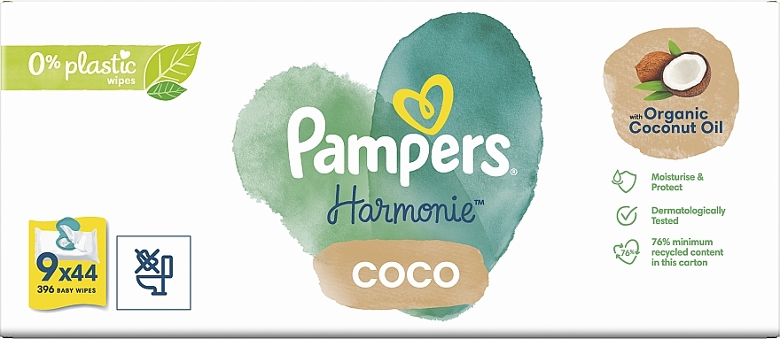 Feuchttücher für Babys 9x44 St. - Pampers Harmonie Coco Baby Wipes — Bild N4