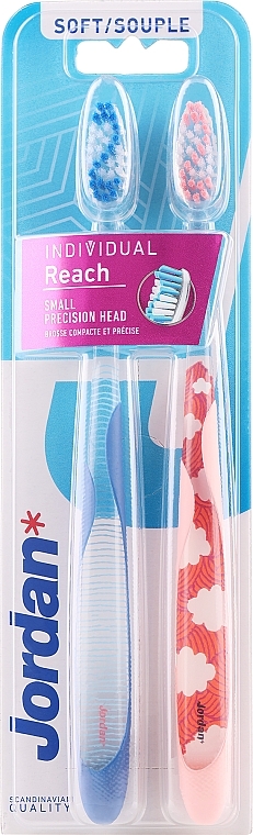 Zahnbürsten weich rosa und blau gestreift - Jordan Individual Reach Soft — Bild N1