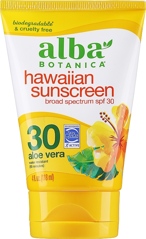 Natürliche beruhigende Sonnenschutzcreme für das Gesicht mit Aloe Vera SPF 30 - Alba Botanica Natural Hawaiian Sunscreen Soothing Aloe Vera Broad Spectrum SPF 30 — Bild N1