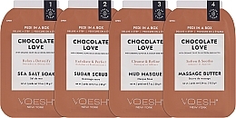 4-stufige Chocolate Love Fußpflege - Voesh Deluxe Pedicure Chocolate Love Pedi In A Box 4in1 (1. Meer Badesalz, 2. Zuckerpeeling, 3. Schlammmaske, 4. Massagebutter)(35g) — Bild N2