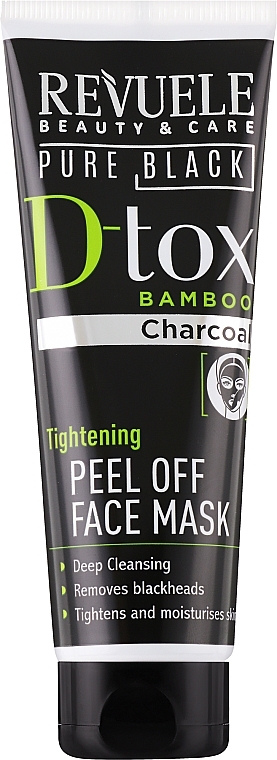 Peel-Off Gesichtsmaske mit Bambuskohle - Revuele Pure Black Detox Peel Off Face Mask — Bild N1