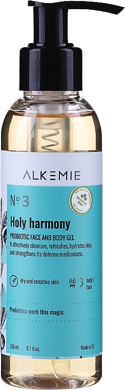 Gesichts- und Körperwaschgel mit probiotischem Komplex - Alkmie Holy Harmony Probiotic Face and Body Gel — Bild N2