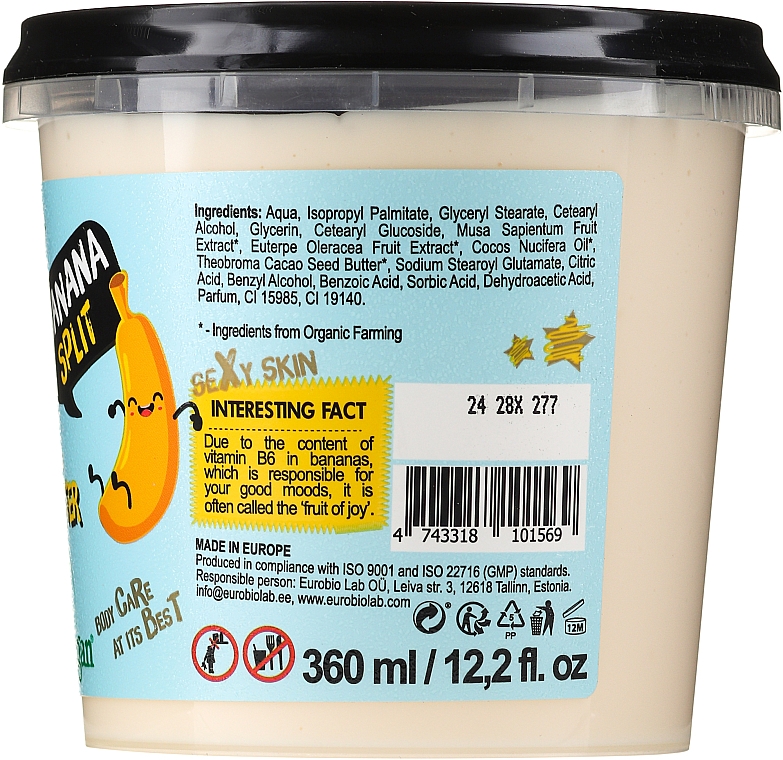 Körpercreme-Butter mit Banane, Kokosmilch, Chiasamen und Kakao - Planeta Organica Natural Body Cream-Butter Banana Split — Bild N2