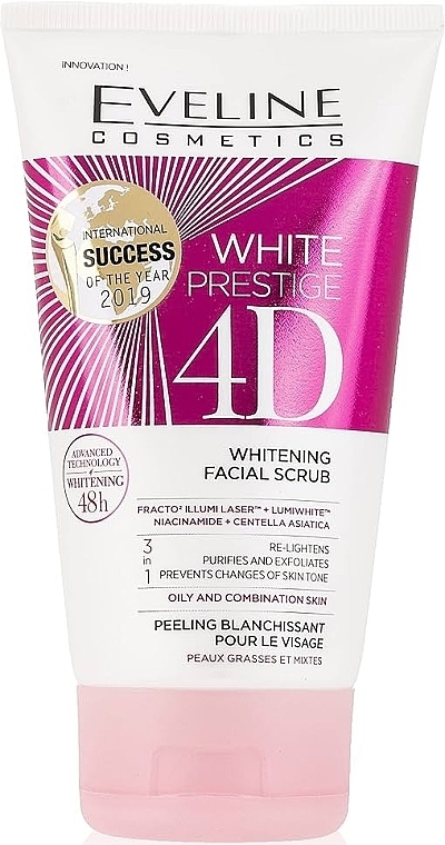 Aufhellendes Gesichtspeeling - Eveline Cosmetics White Prestige 4D Whitening Face Scrub — Bild N1