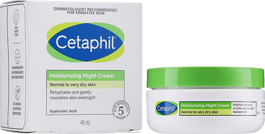 Feuchtigkeitsspendende Nachtcreme mit Hyaluronsäure für normale bis sehr trockene Haut - Cetaphil Moisturizing Night Cream — Bild N2