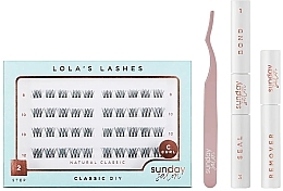 Make-up Set - Lola's Lashes Natural Classic Diy Lash Extensions Starter Set (bond/seal/2x3.5ml + remover/4ml + eyelashes/40pcs + applicator/1pcs) — Bild N1