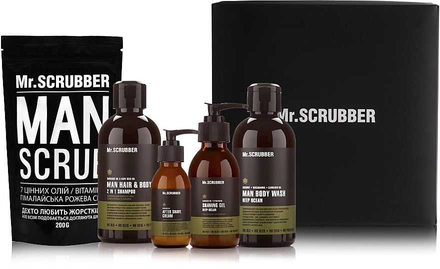 Pflegeset für Männer - Mr.Scrubber Beauty Box For Man (scr/200 g + sh/gel/250 ml + shm/250 ml + gel/125 ml + ash/cr/100 ml) — Bild N1