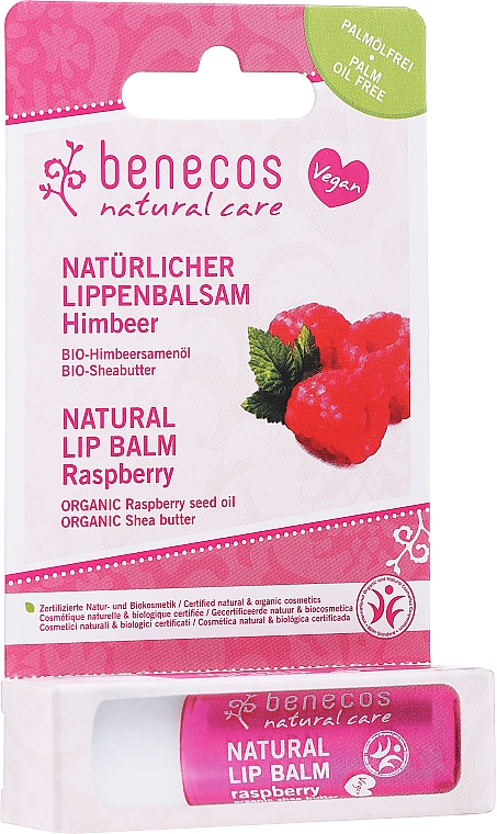 Natürlicher Lippenbalsam mit Himbeersamenöl und Sheabutter - Benecos Natural Raspberry Lip Balm — Bild N2