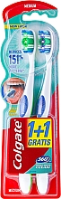 Zahnbürste mittel 360° Whole Mouth Clean grün, lila 2 St. - Colgate 360 Whole Mouth Clean Medium — Bild N1