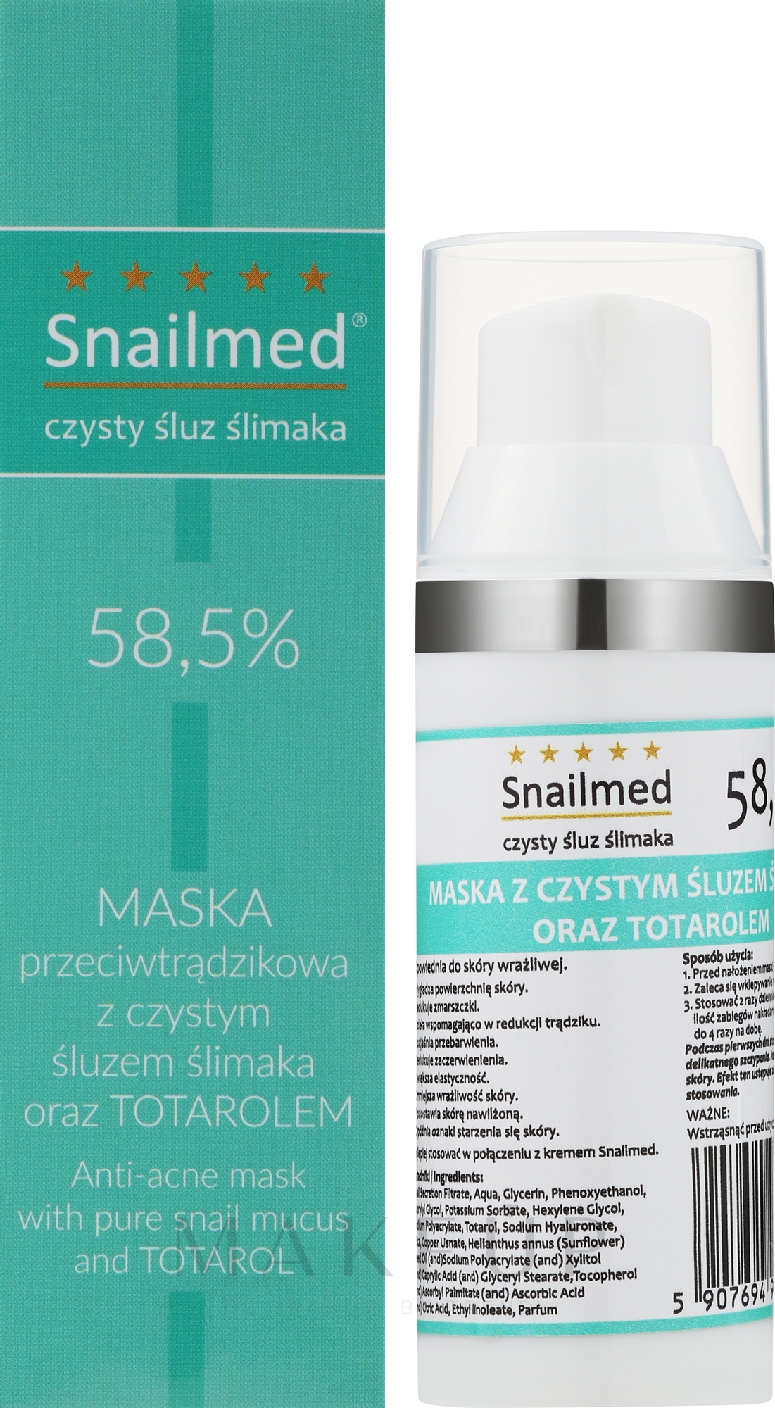 Gesichtsmaske mit Schneckenschleim und Glykolsäure für die Nacht - Snailmed Anti-Acne Mask For Night — Bild 30 ml