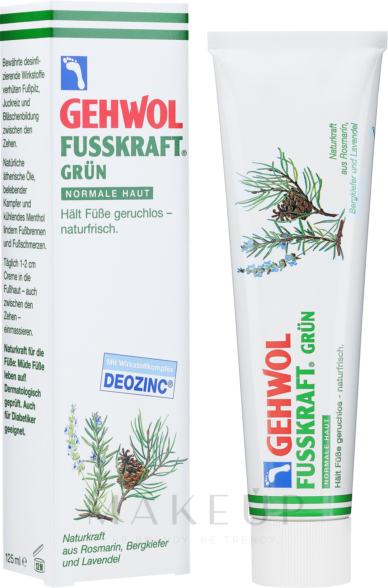 Fußbalsam für geruchslose und naturfrische Füße und normale Haut - Gehwol Fußkraft grun — Bild 125 ml