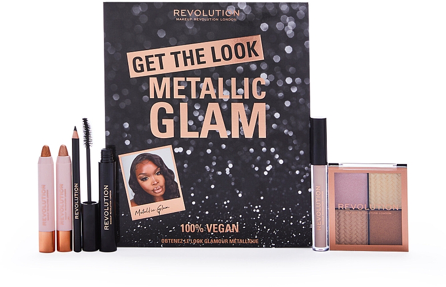 Make-up Set 6 St. - Makeup Revolution Get The Look: Metallic Glam Makeup Gift Set  — Bild N1