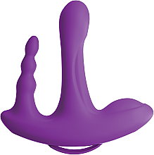 Vibrator für doppeltes Vergnügen mit Fernbedienung violett - PipeDream Threesome Rock N' Ride Purple — Bild N2